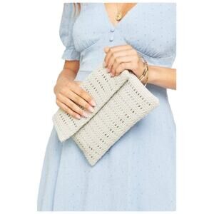 Urban Expression vegan leather Grey gold chain flap crossbody woven clutch NWT